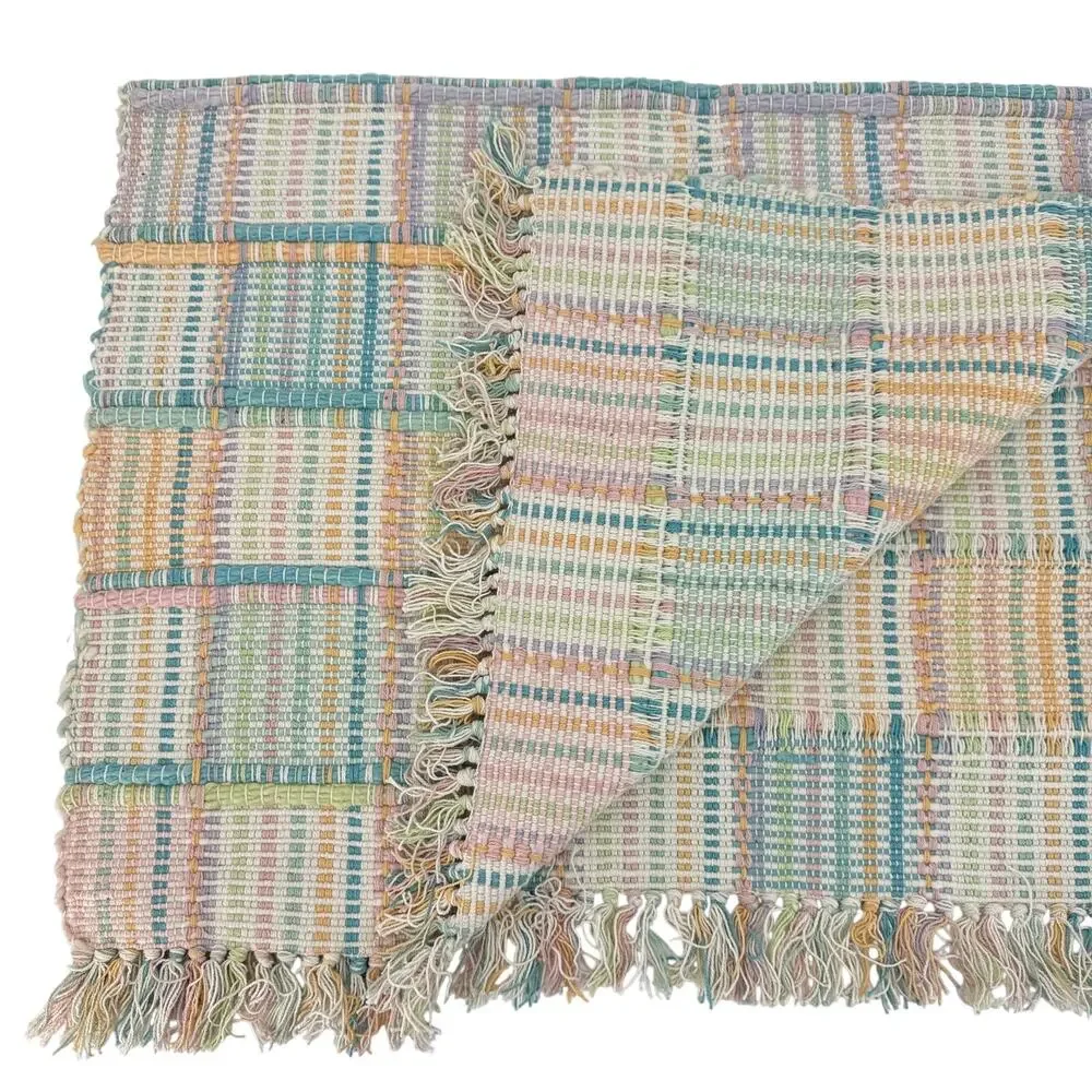 Vtg Park B Smith Handwoven Cotton Accent Rug 30 x 48 Pastel Madison Dawn Fringe